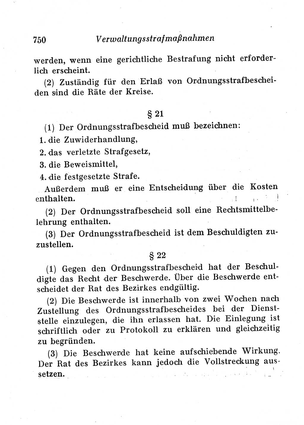 Staats- und verwaltungsrechtliche Gesetze der Deutschen Demokratischen Republik (DDR) 1958, Seite 750 (StVerwR Ges. DDR 1958, S. 750)