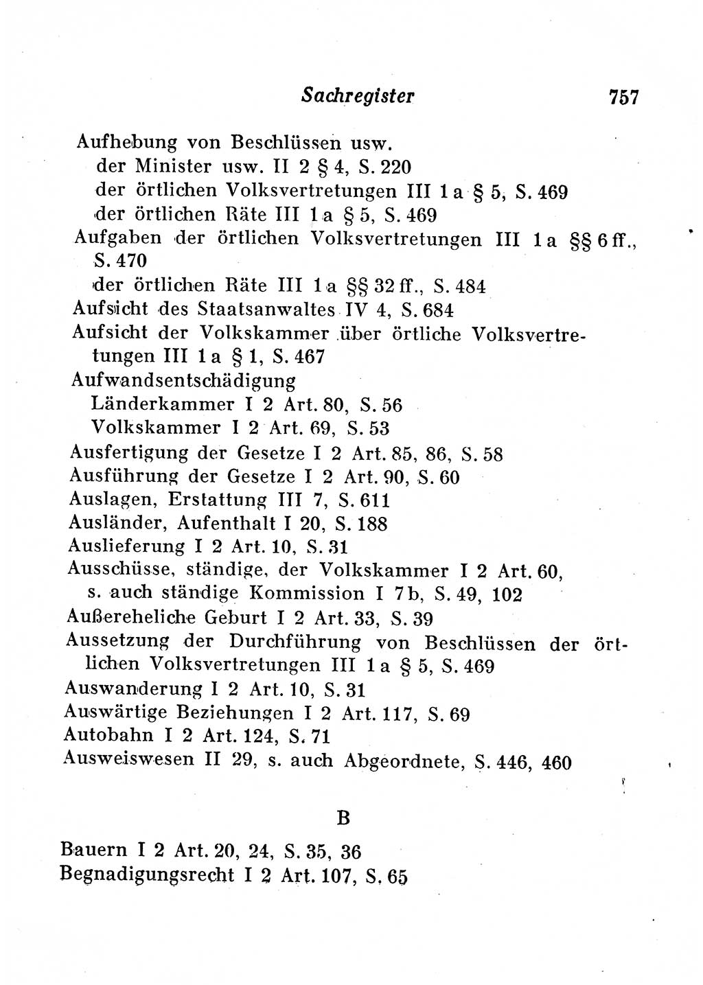 Staats- und verwaltungsrechtliche Gesetze der Deutschen Demokratischen Republik (DDR) 1958, Seite 757 (StVerwR Ges. DDR 1958, S. 757)