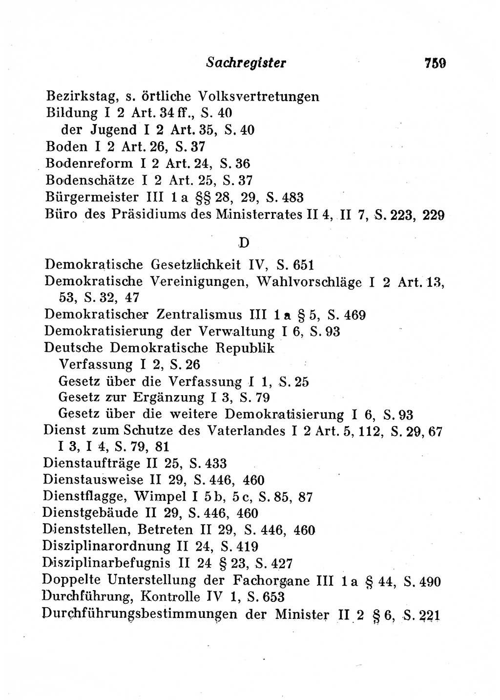 Staats- und verwaltungsrechtliche Gesetze der Deutschen Demokratischen Republik (DDR) 1958, Seite 759 (StVerwR Ges. DDR 1958, S. 759)