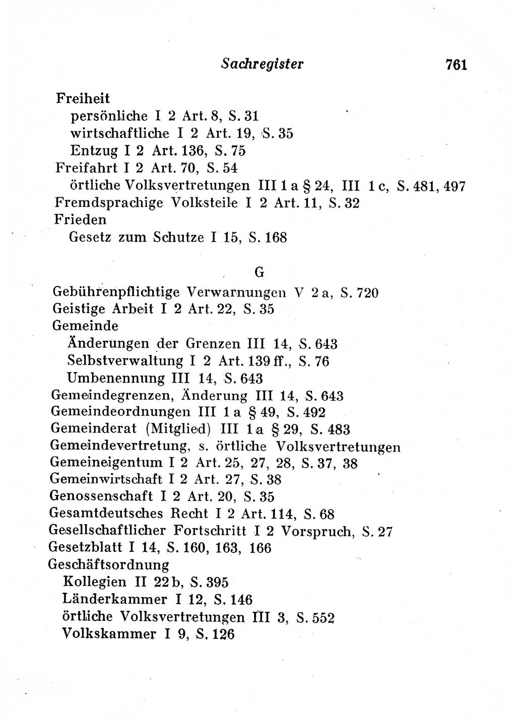 Staats- und verwaltungsrechtliche Gesetze der Deutschen Demokratischen Republik (DDR) 1958, Seite 761 (StVerwR Ges. DDR 1958, S. 761)