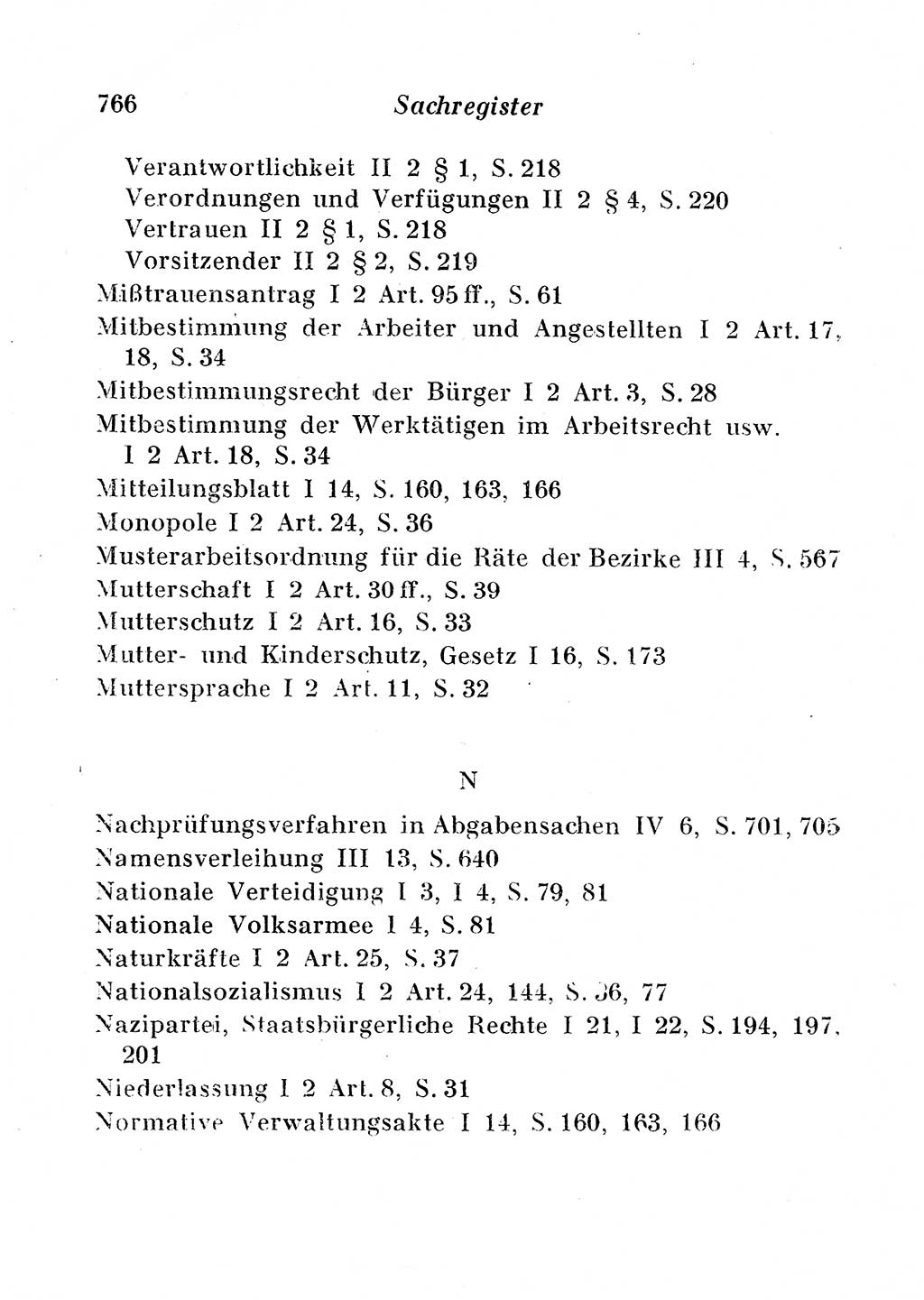 Staats- und verwaltungsrechtliche Gesetze der Deutschen Demokratischen Republik (DDR) 1958, Seite 766 (StVerwR Ges. DDR 1958, S. 766)
