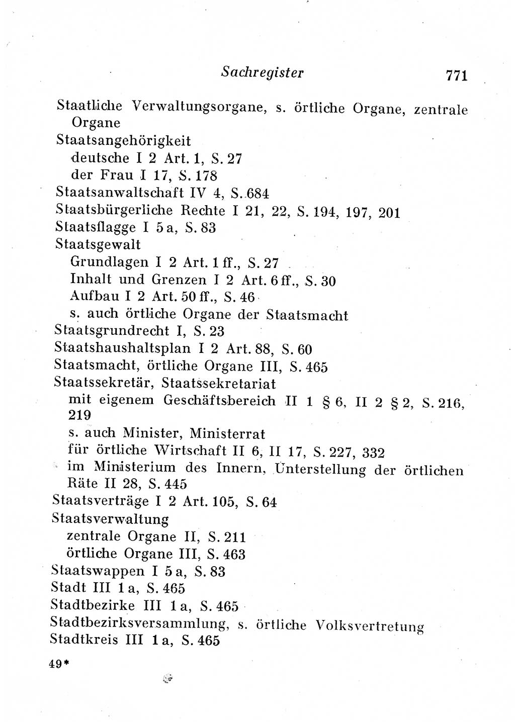 Staats- und verwaltungsrechtliche Gesetze der Deutschen Demokratischen Republik (DDR) 1958, Seite 771 (StVerwR Ges. DDR 1958, S. 771)