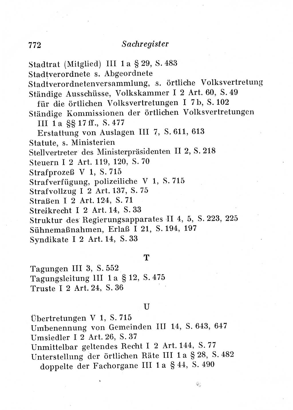 Staats- und verwaltungsrechtliche Gesetze der Deutschen Demokratischen Republik (DDR) 1958, Seite 772 (StVerwR Ges. DDR 1958, S. 772)