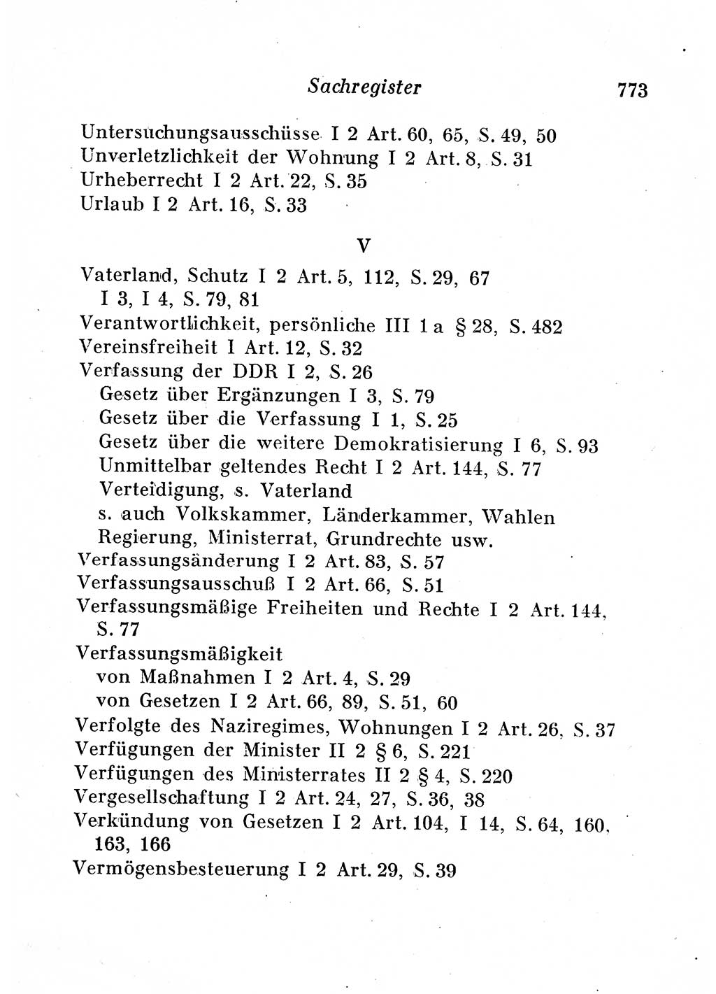 Staats- und verwaltungsrechtliche Gesetze der Deutschen Demokratischen Republik (DDR) 1958, Seite 773 (StVerwR Ges. DDR 1958, S. 773)