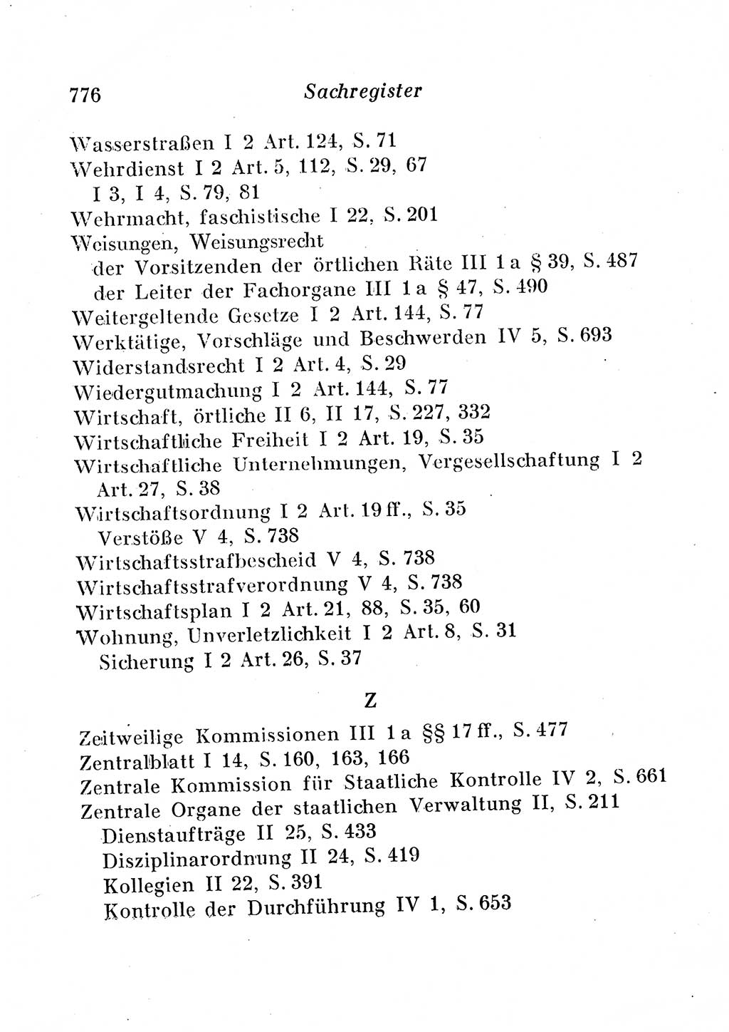 Staats- und verwaltungsrechtliche Gesetze der Deutschen Demokratischen Republik (DDR) 1958, Seite 776 (StVerwR Ges. DDR 1958, S. 776)
