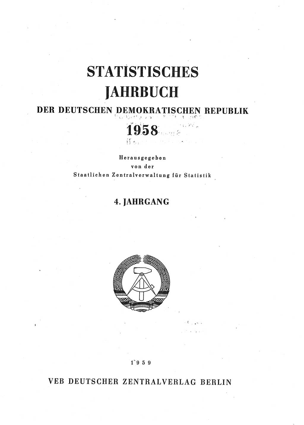Statistisches Jahrbuch der Deutschen Demokratischen Republik (DDR) 1958, Seite 3 (Stat. Jb. DDR 1958, S. 3)