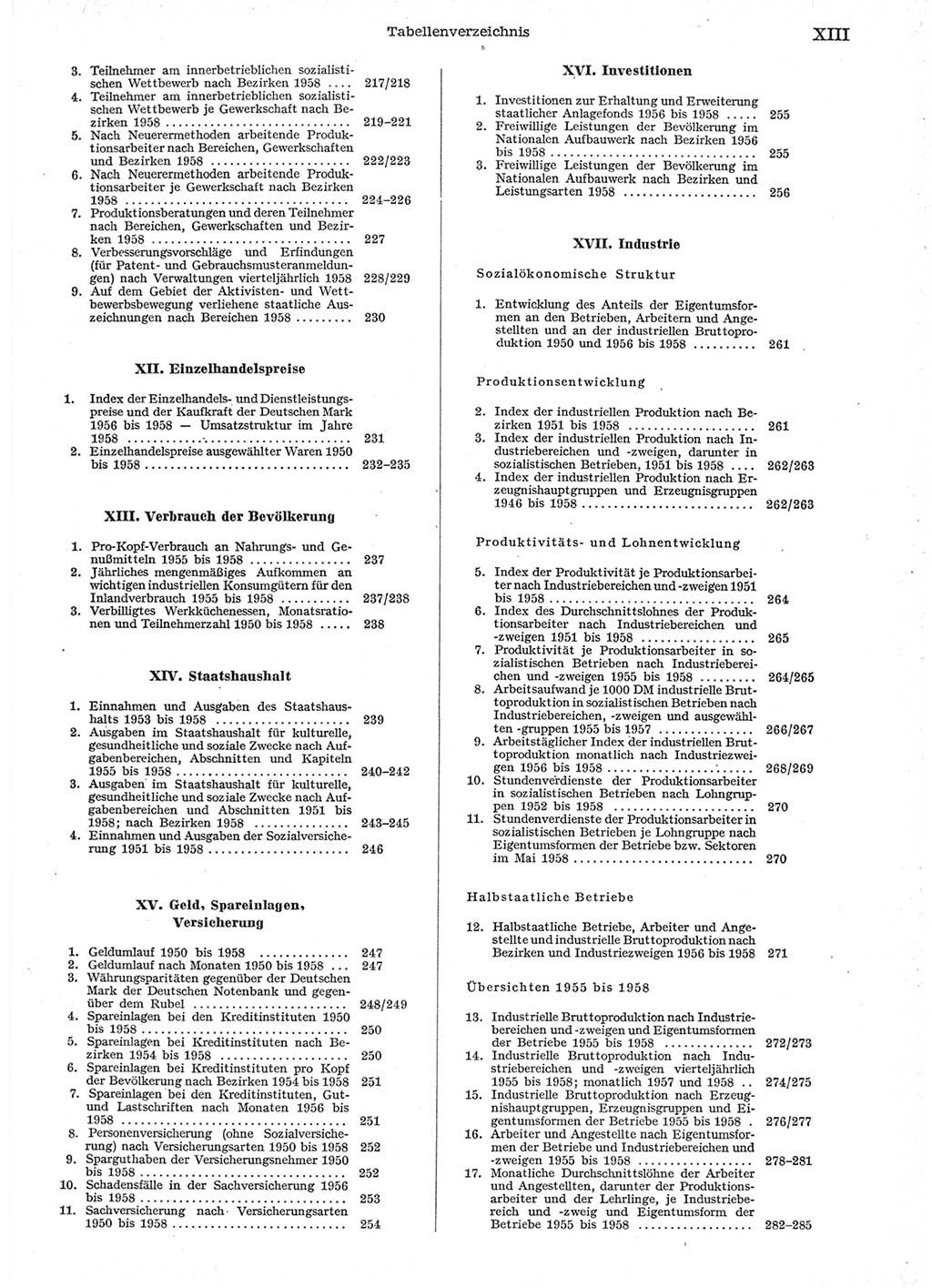 Statistisches Jahrbuch der Deutschen Demokratischen Republik (DDR) 1958, Seite 13 (Stat. Jb. DDR 1958, S. 13)