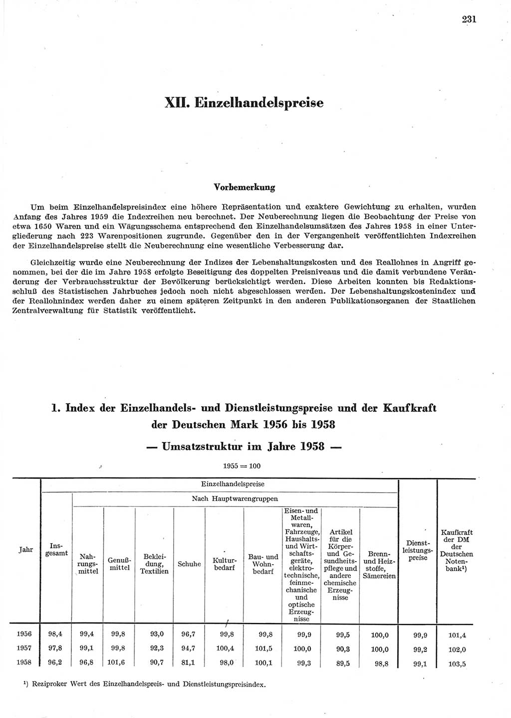 Statistisches Jahrbuch der Deutschen Demokratischen Republik (DDR) 1958, Seite 231 (Stat. Jb. DDR 1958, S. 231)