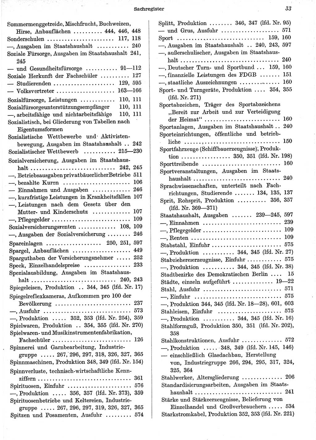 Statistisches Jahrbuch der Deutschen Demokratischen Republik (DDR) 1958, Seite 33 (Stat. Jb. DDR 1958, S. 33)