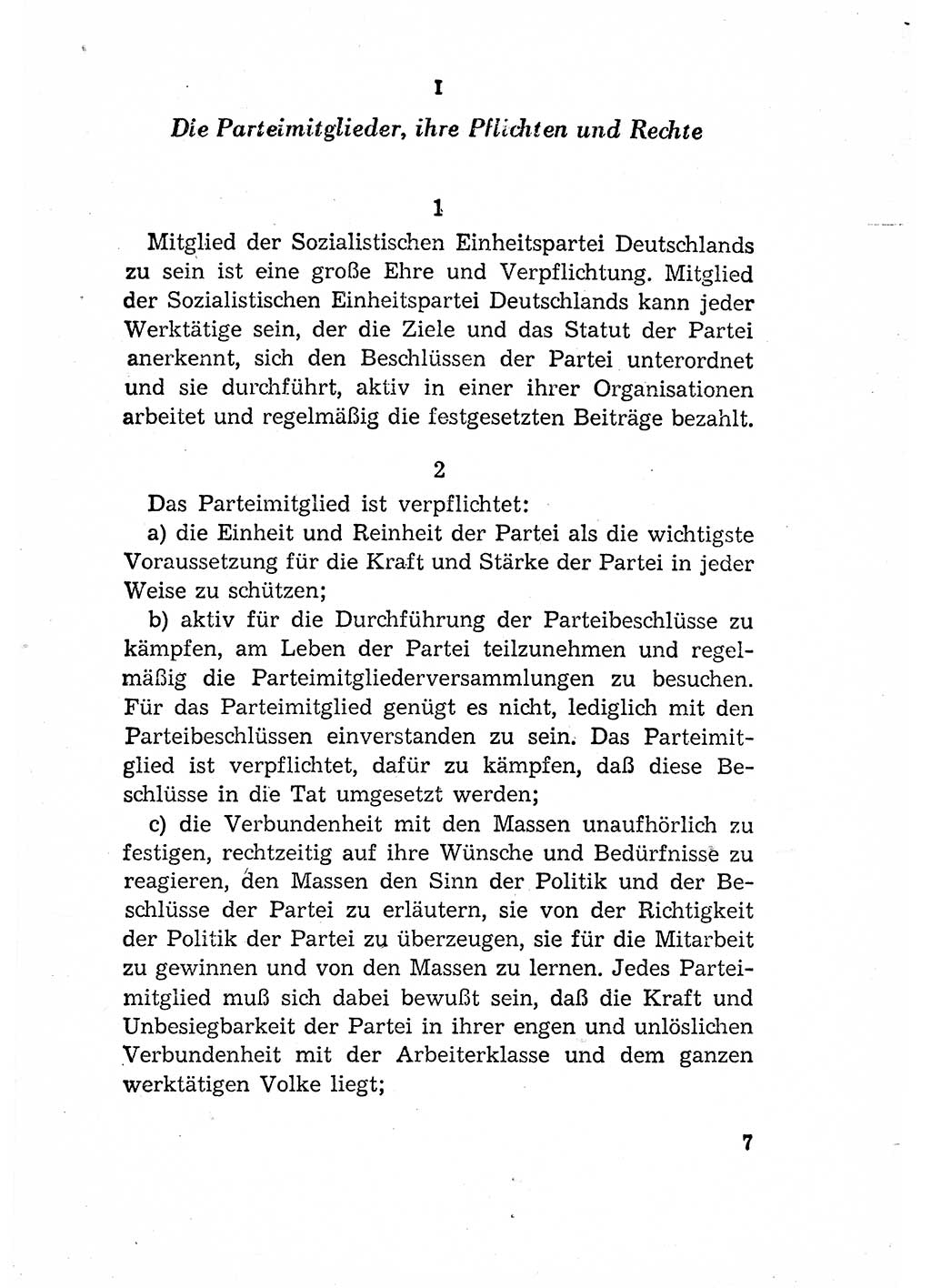 Statut der Sozialistischen Einheitspartei Deutschlands (SED) [Deutsche Demokratische Republik (DDR)] 1958, Seite 7 (St. SED DDR 1958, S. 7)