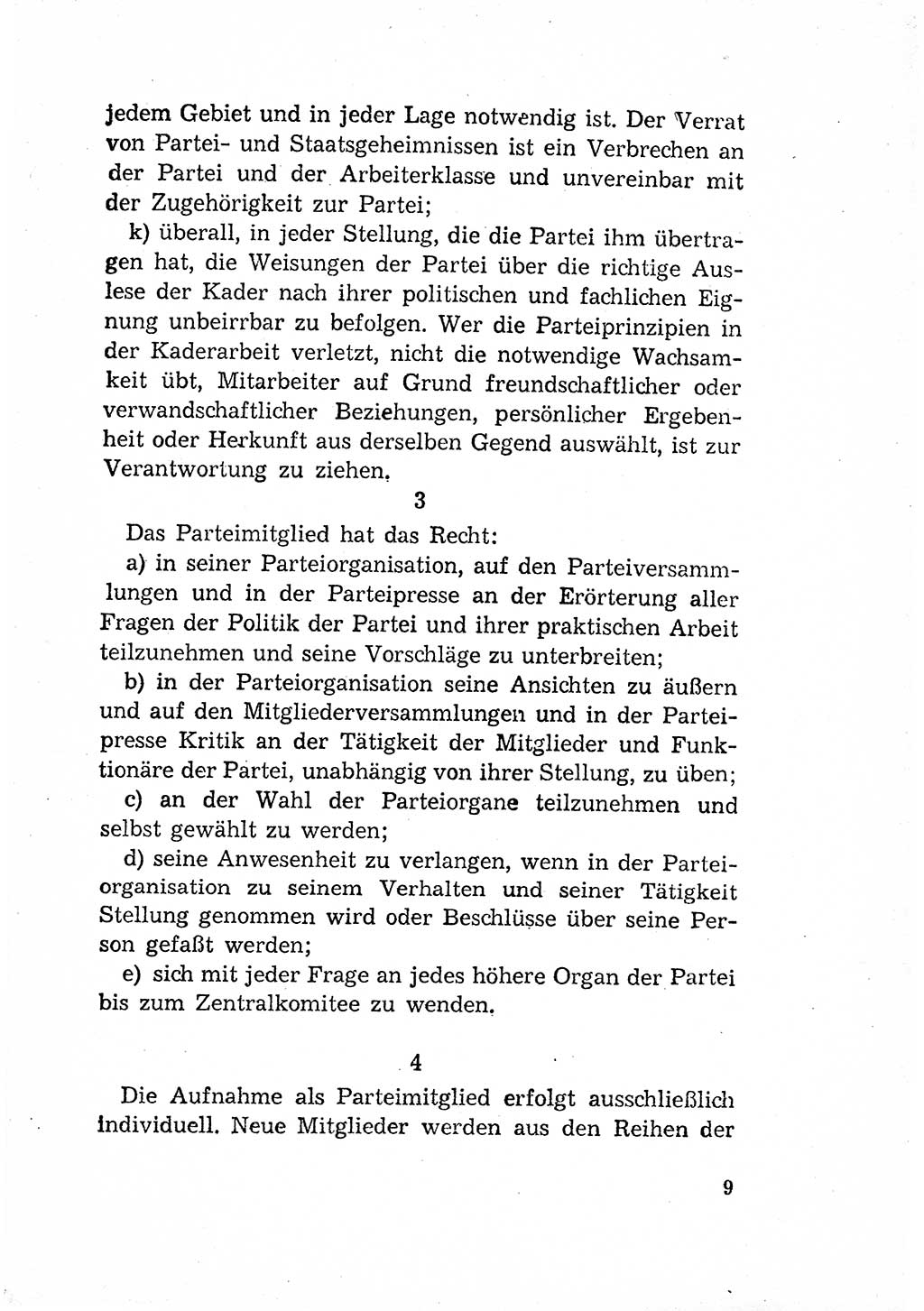 Statut der Sozialistischen Einheitspartei Deutschlands (SED) [Deutsche Demokratische Republik (DDR)] 1958, Seite 9 (St. SED DDR 1958, S. 9)