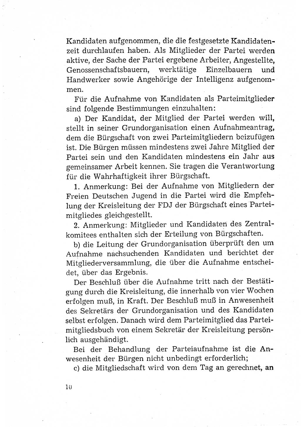 Statut der Sozialistischen Einheitspartei Deutschlands (SED) [Deutsche Demokratische Republik (DDR)] 1958, Seite 10 (St. SED DDR 1958, S. 10)