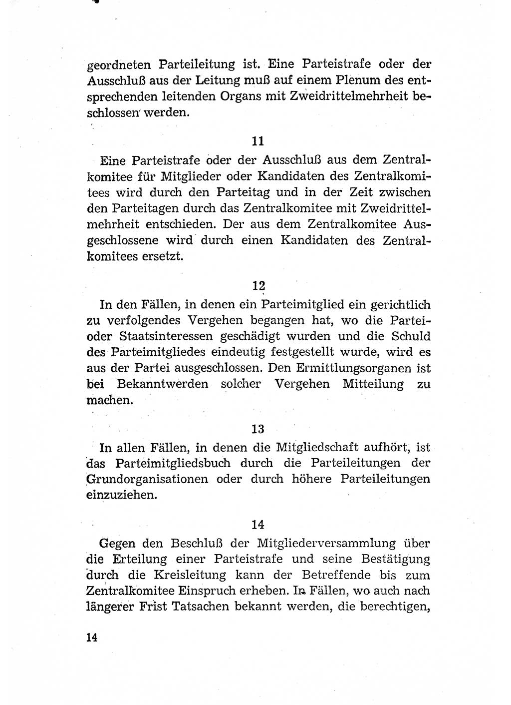 Statut der Sozialistischen Einheitspartei Deutschlands (SED) [Deutsche Demokratische Republik (DDR)] 1958, Seite 14 (St. SED DDR 1958, S. 14)