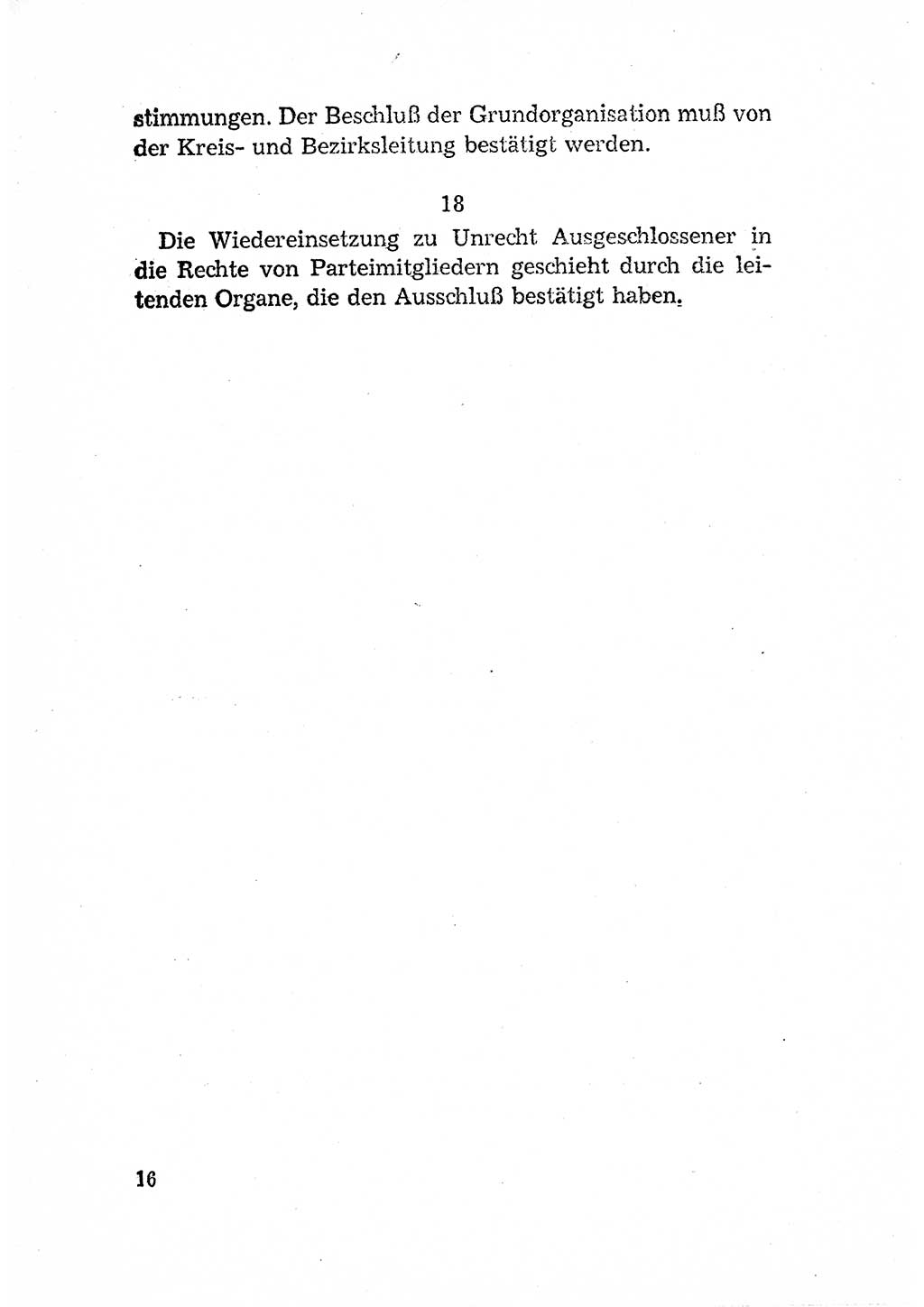 Statut der Sozialistischen Einheitspartei Deutschlands (SED) [Deutsche Demokratische Republik (DDR)] 1958, Seite 16 (St. SED DDR 1958, S. 16)