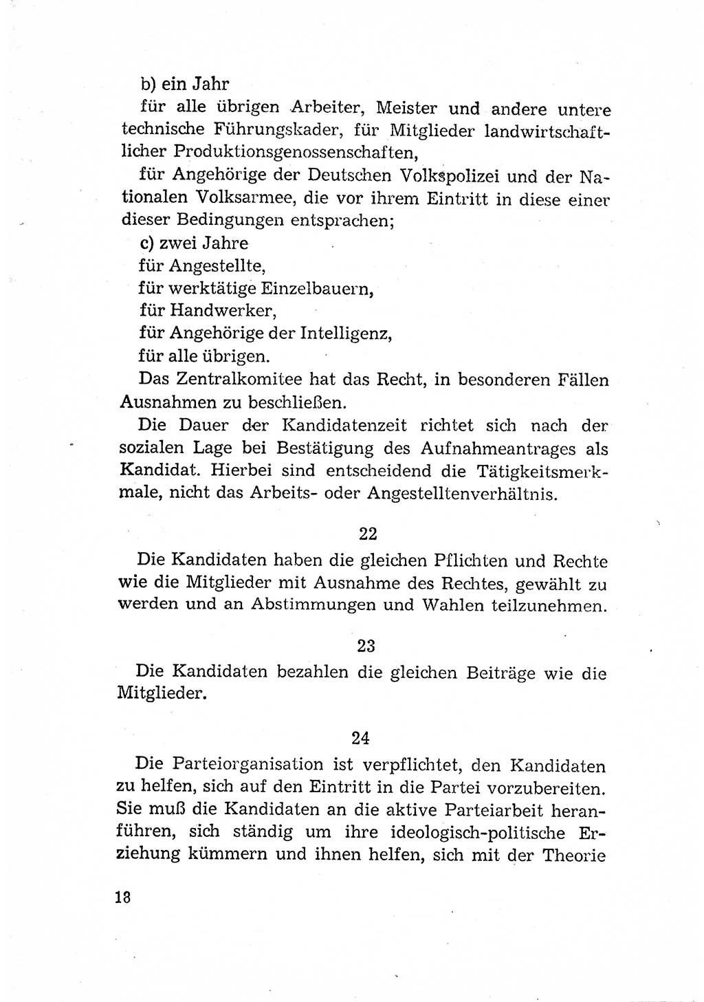 Statut der Sozialistischen Einheitspartei Deutschlands (SED) [Deutsche Demokratische Republik (DDR)] 1958, Seite 18 (St. SED DDR 1958, S. 18)