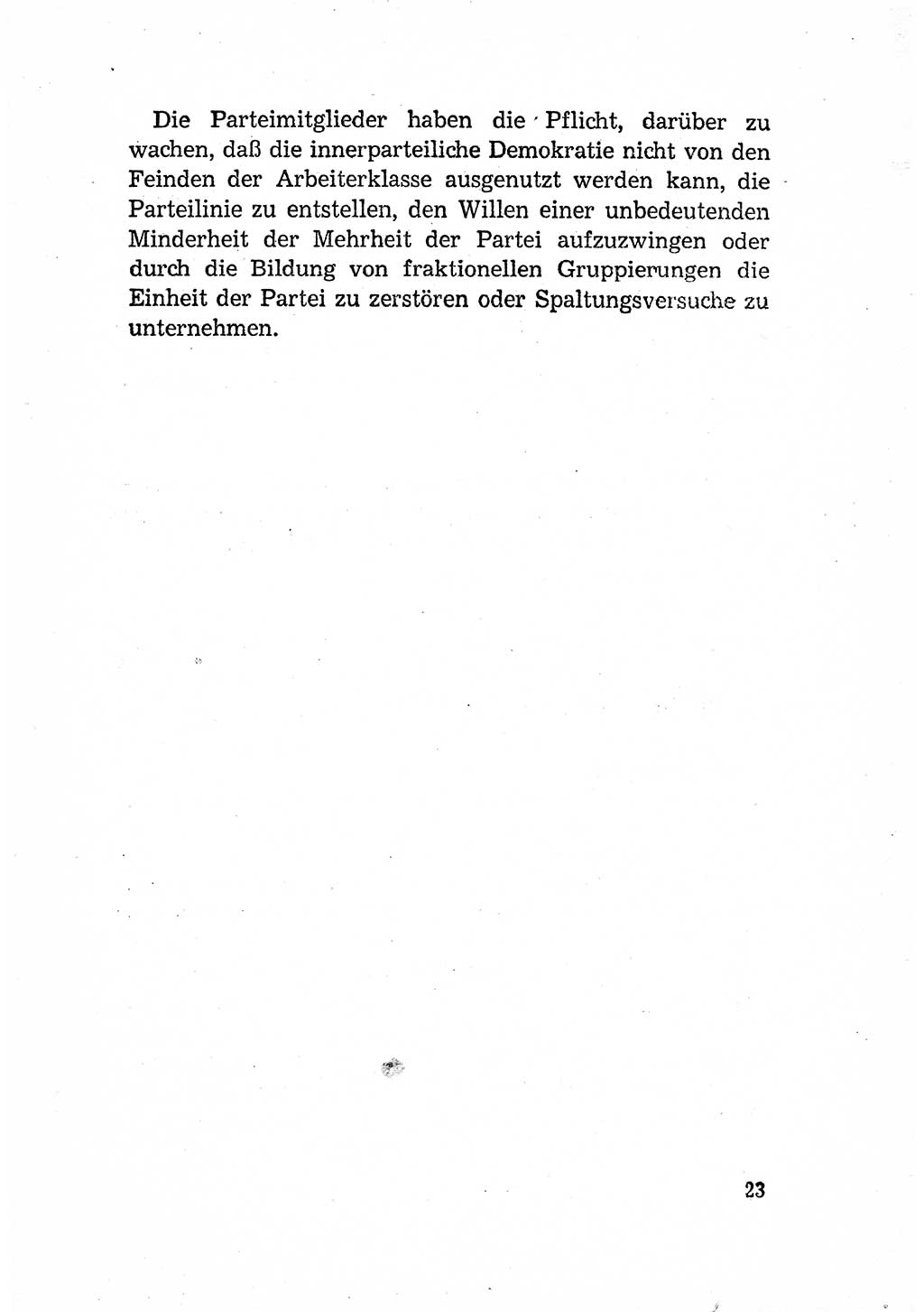 Statut der Sozialistischen Einheitspartei Deutschlands (SED) [Deutsche Demokratische Republik (DDR)] 1958, Seite 23 (St. SED DDR 1958, S. 23)