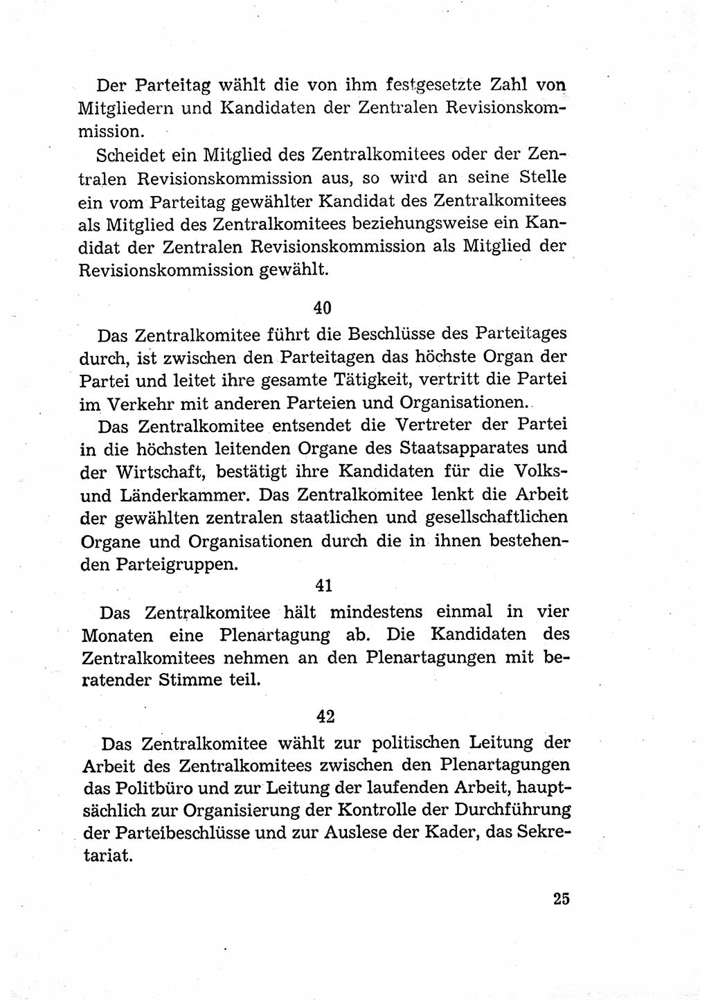 Statut der Sozialistischen Einheitspartei Deutschlands (SED) [Deutsche Demokratische Republik (DDR)] 1958, Seite 25 (St. SED DDR 1958, S. 25)
