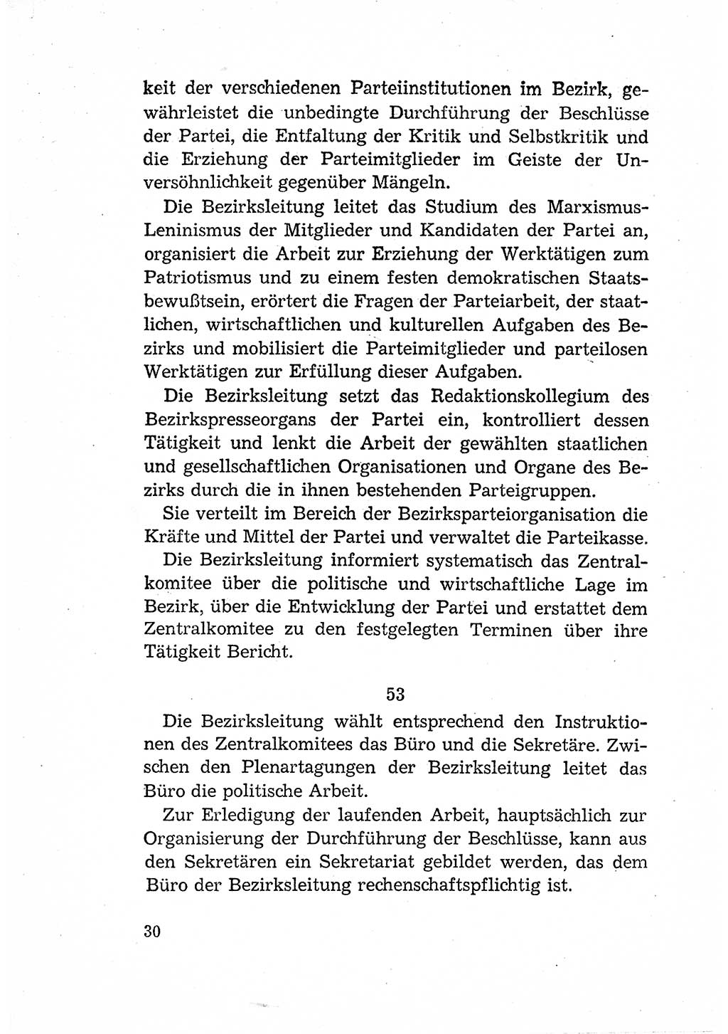 Statut der Sozialistischen Einheitspartei Deutschlands (SED) [Deutsche Demokratische Republik (DDR)] 1958, Seite 30 (St. SED DDR 1958, S. 30)