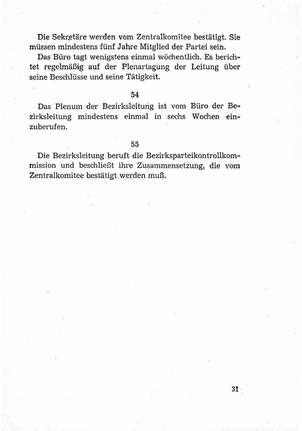 Statut der Sozialistischen Einheitspartei Deutschlands (SED) [Deutsche Demokratische Republik (DDR)] 1958, Seite 31 (St. SED DDR 1958, S. 31)