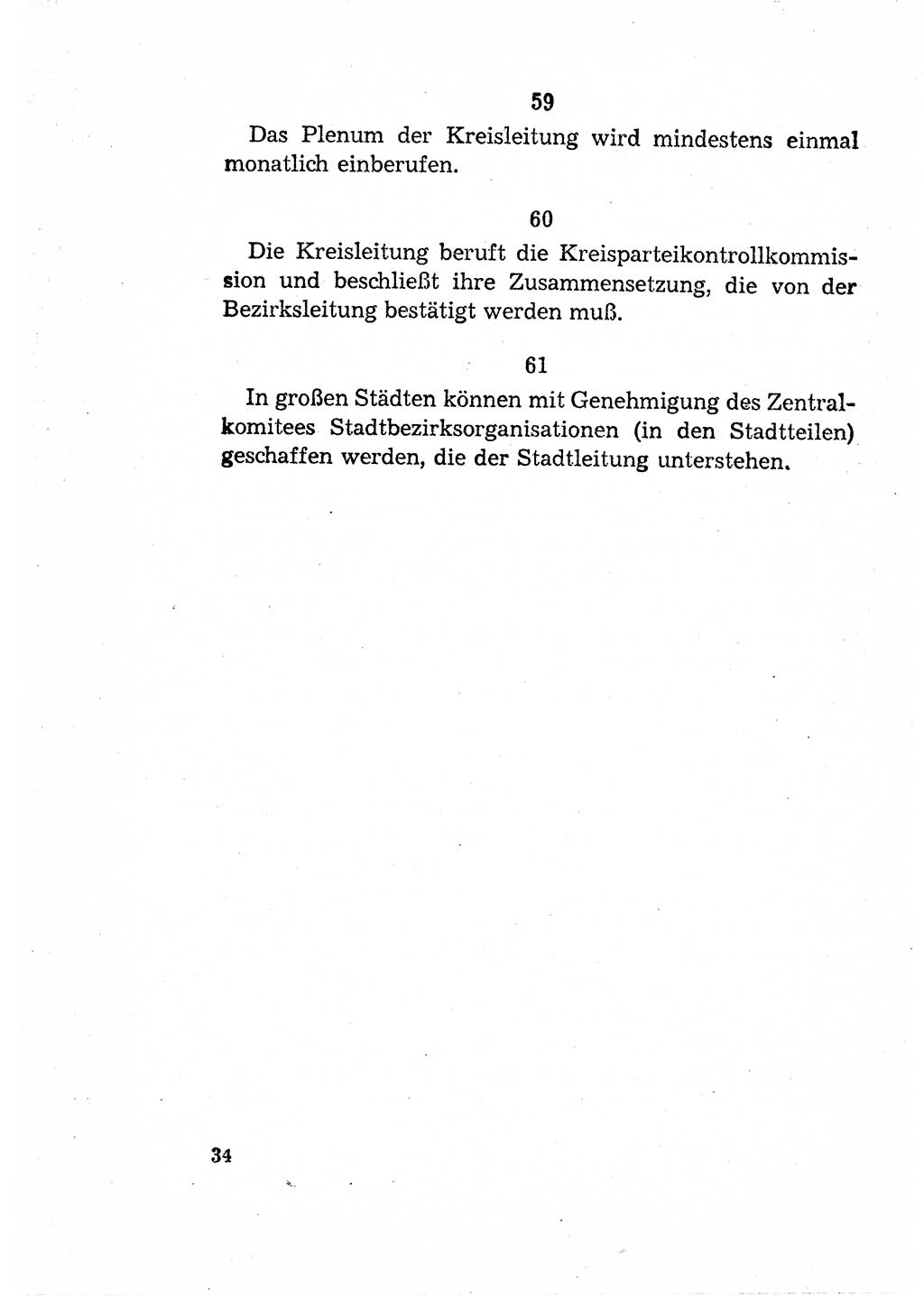 Statut der Sozialistischen Einheitspartei Deutschlands (SED) [Deutsche Demokratische Republik (DDR)] 1958, Seite 34 (St. SED DDR 1958, S. 34)