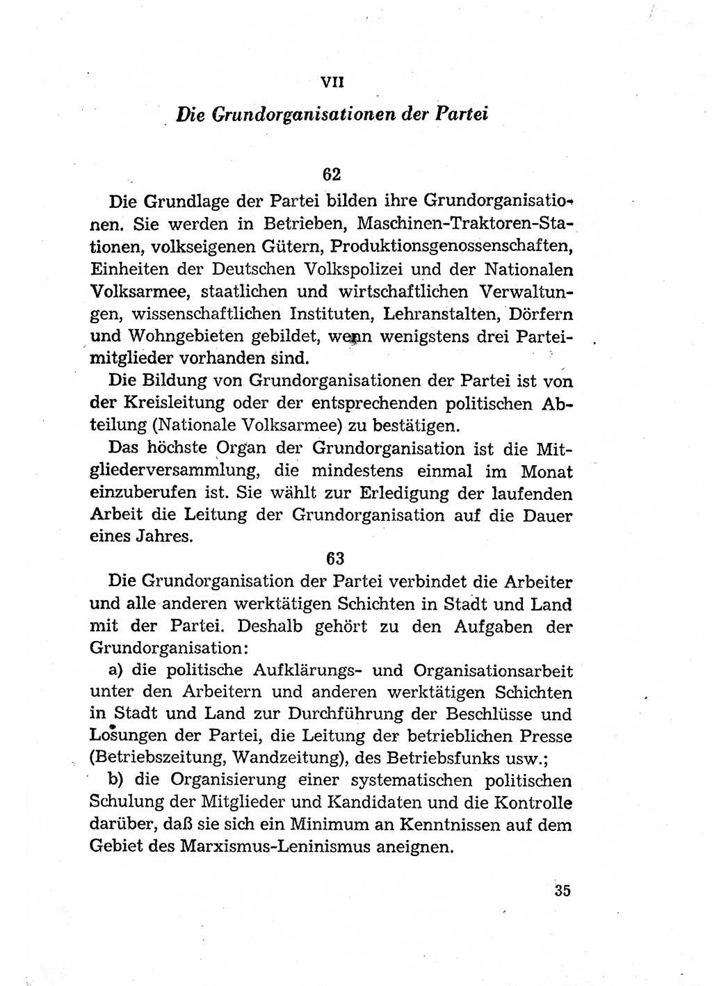 Statut der Sozialistischen Einheitspartei Deutschlands (SED) [Deutsche Demokratische Republik (DDR)] 1958, Seite 35 (St. SED DDR 1958, S. 35)