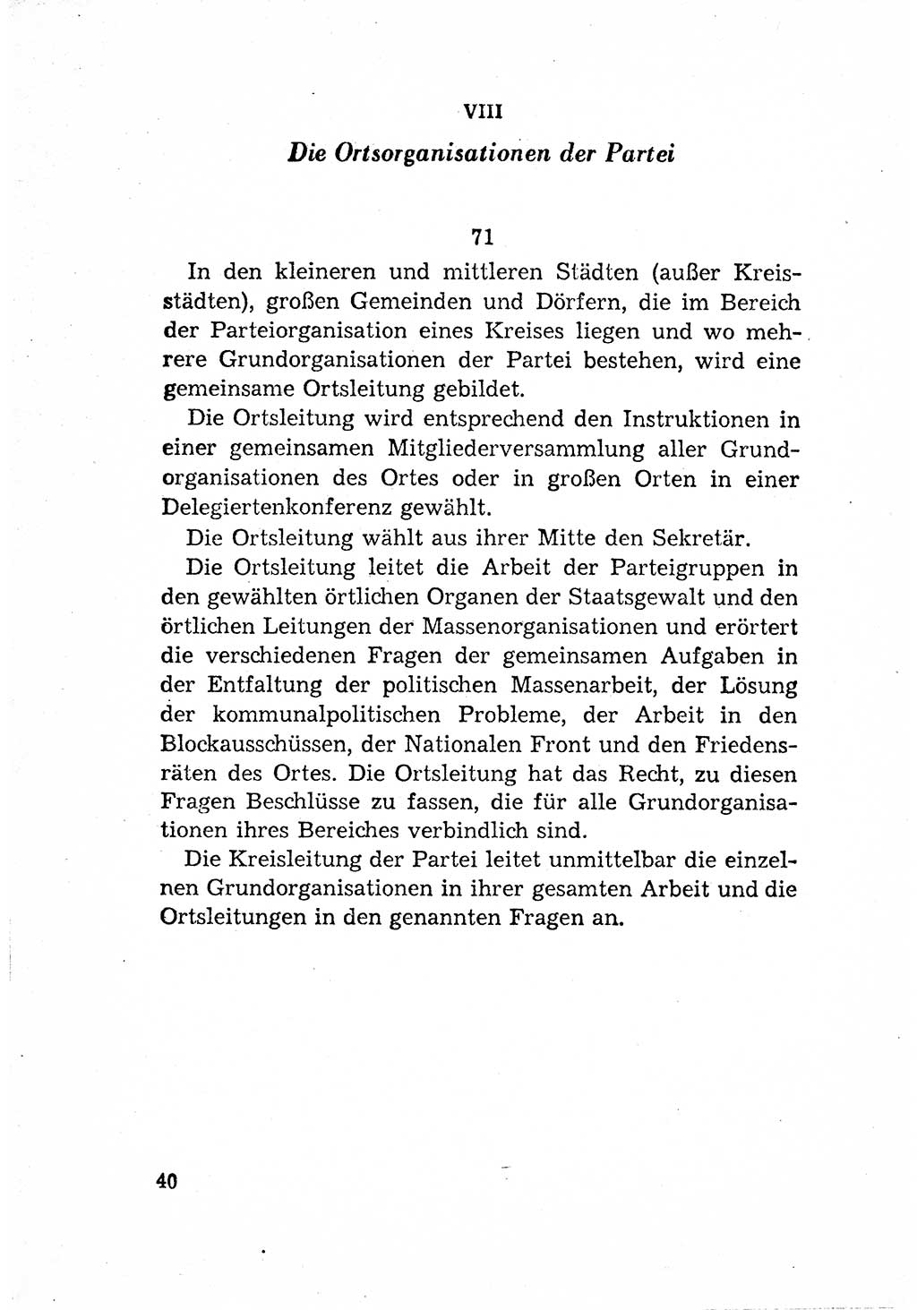 Statut der Sozialistischen Einheitspartei Deutschlands (SED) [Deutsche Demokratische Republik (DDR)] 1958, Seite 40 (St. SED DDR 1958, S. 40)