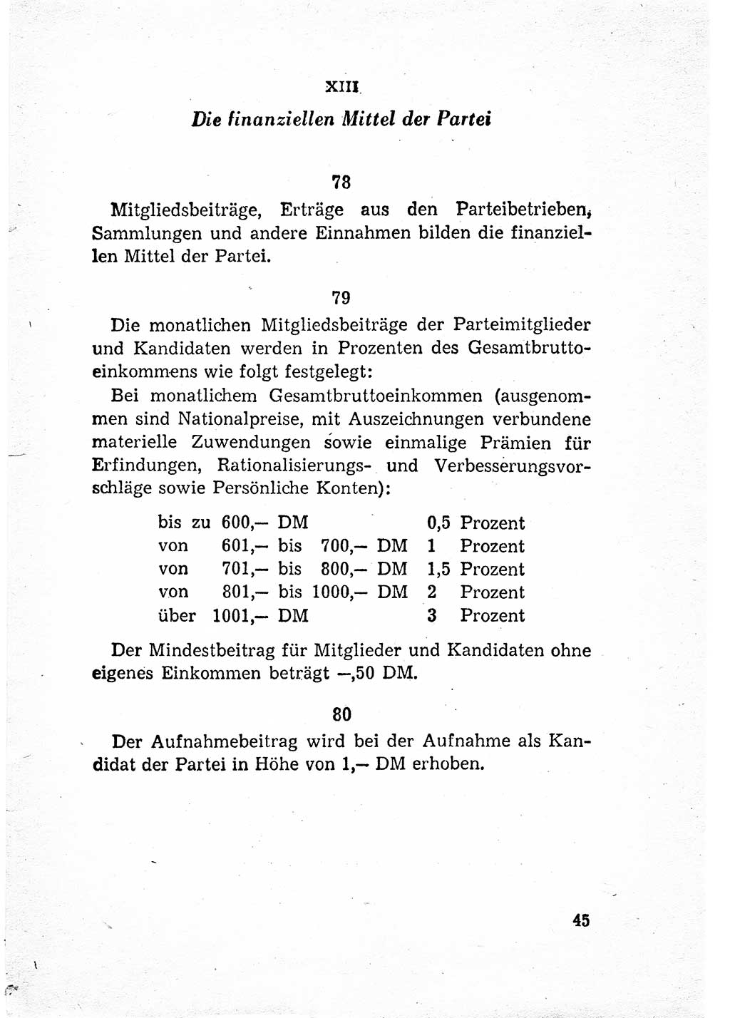 Statut der Sozialistischen Einheitspartei Deutschlands (SED) [Deutsche Demokratische Republik (DDR)] 1958, Seite 45 (St. SED DDR 1958, S. 45)