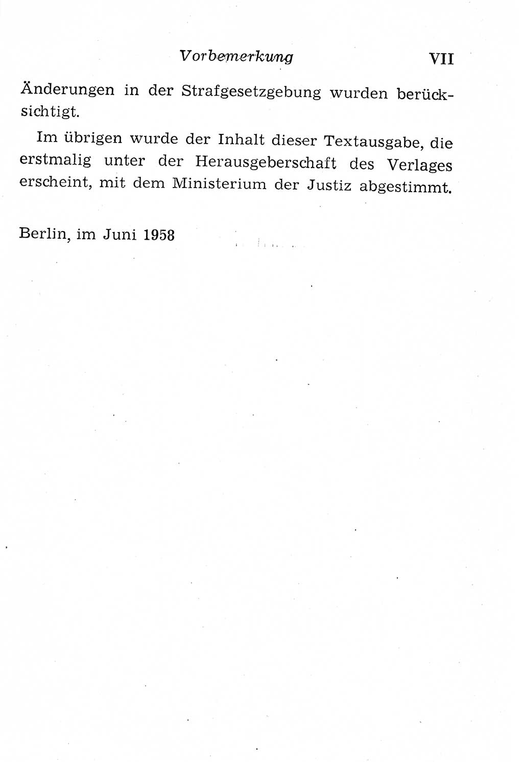 Strafgesetzbuch (StGB) und andere Strafgesetze [Deutsche Demokratische Republik (DDR)] 1958, Seite 7 (Einl. StGB Strafges. DDR 1958, S. 7)