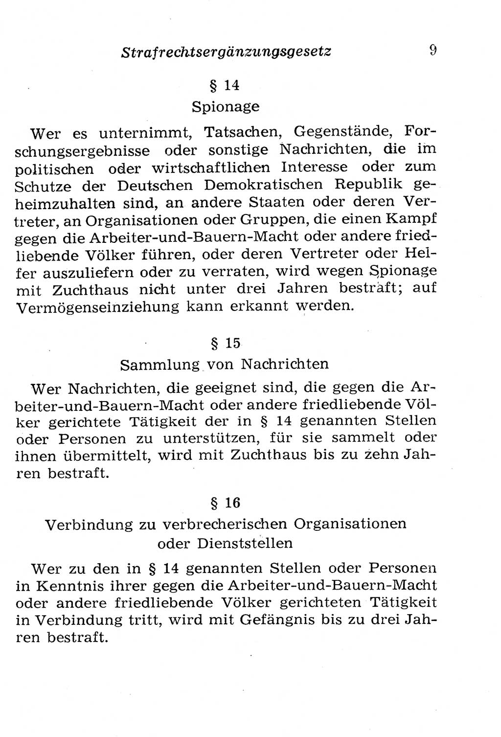 Strafgesetzbuch (StGB) und andere Strafgesetze [Deutsche Demokratische Republik (DDR)] 1958, Seite 9 (StGB Strafges. DDR 1958, S. 9)