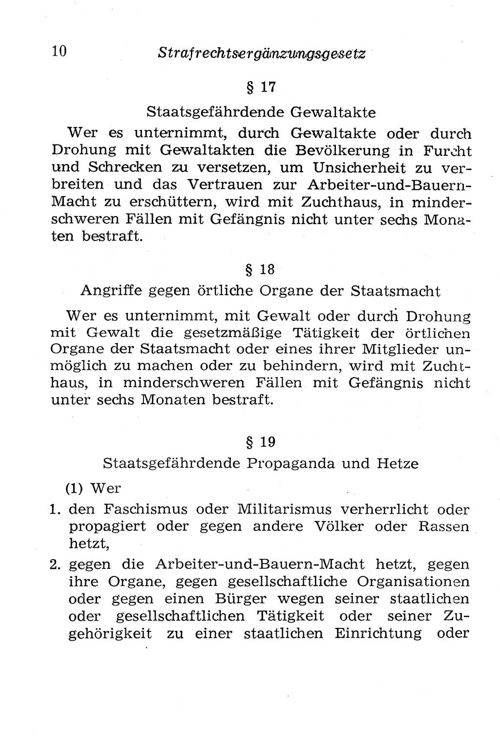Strafgesetzbuch (StGB) und andere Strafgesetze [Deutsche Demokratische Republik (DDR)] 1958, Seite 10 (StGB Strafges. DDR 1958, S. 10)