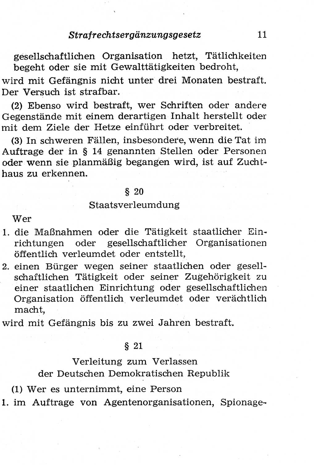 Strafgesetzbuch (StGB) und andere Strafgesetze [Deutsche Demokratische Republik (DDR)] 1958, Seite 11 (StGB Strafges. DDR 1958, S. 11)