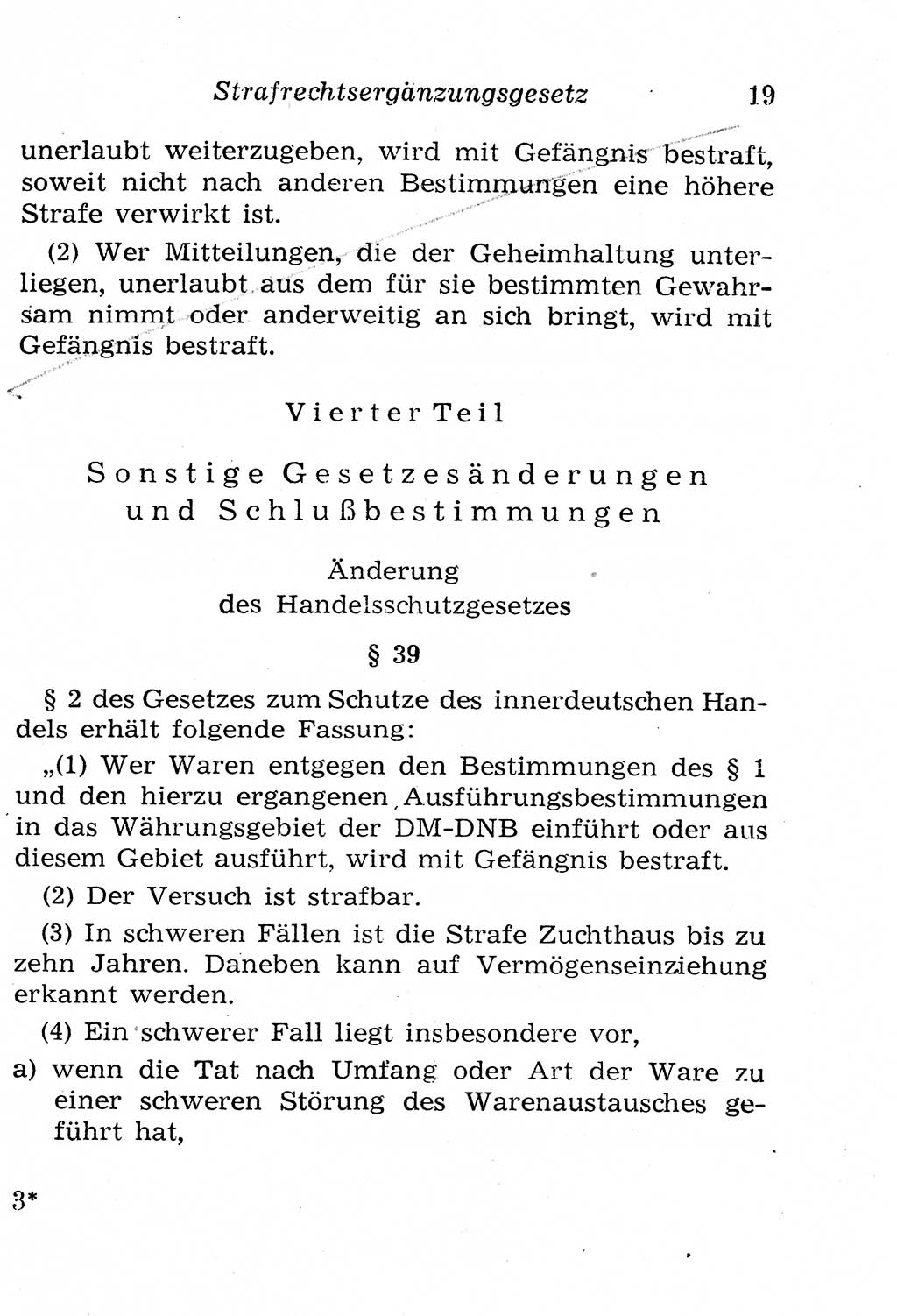 Strafgesetzbuch (StGB) und andere Strafgesetze [Deutsche Demokratische Republik (DDR)] 1958, Seite 19 (StGB Strafges. DDR 1958, S. 19)