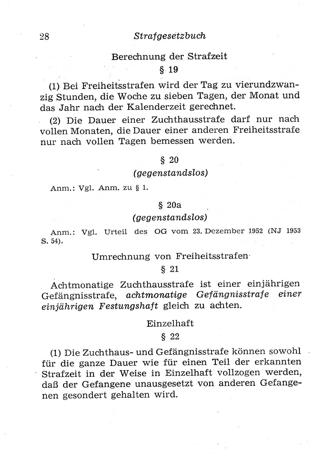 Strafgesetzbuch (StGB) und andere Strafgesetze [Deutsche Demokratische Republik (DDR)] 1958, Seite 28 (StGB Strafges. DDR 1958, S. 28)