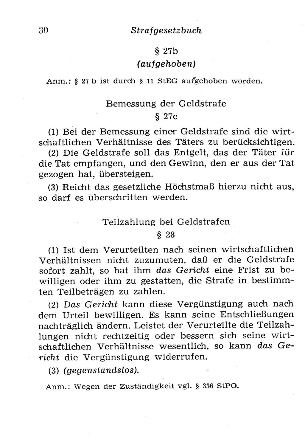 Strafgesetzbuch (StGB) und andere Strafgesetze [Deutsche Demokratische Republik (DDR)] 1958, Seite 30 (StGB Strafges. DDR 1958, S. 30)