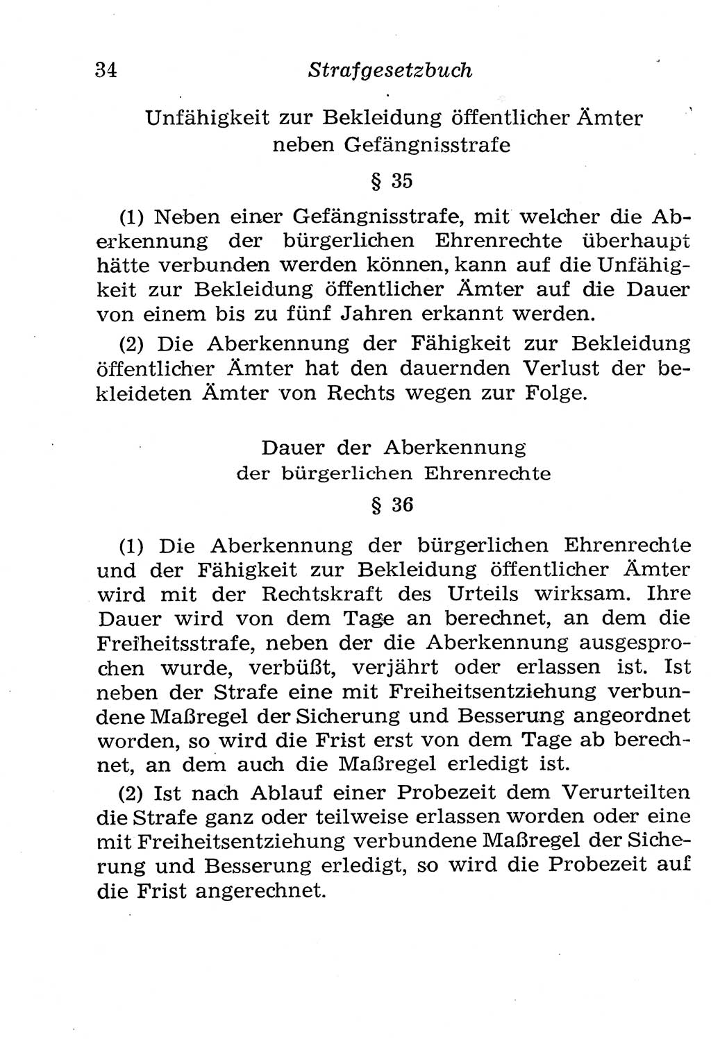 Strafgesetzbuch (StGB) und andere Strafgesetze [Deutsche Demokratische Republik (DDR)] 1958, Seite 34 (StGB Strafges. DDR 1958, S. 34)