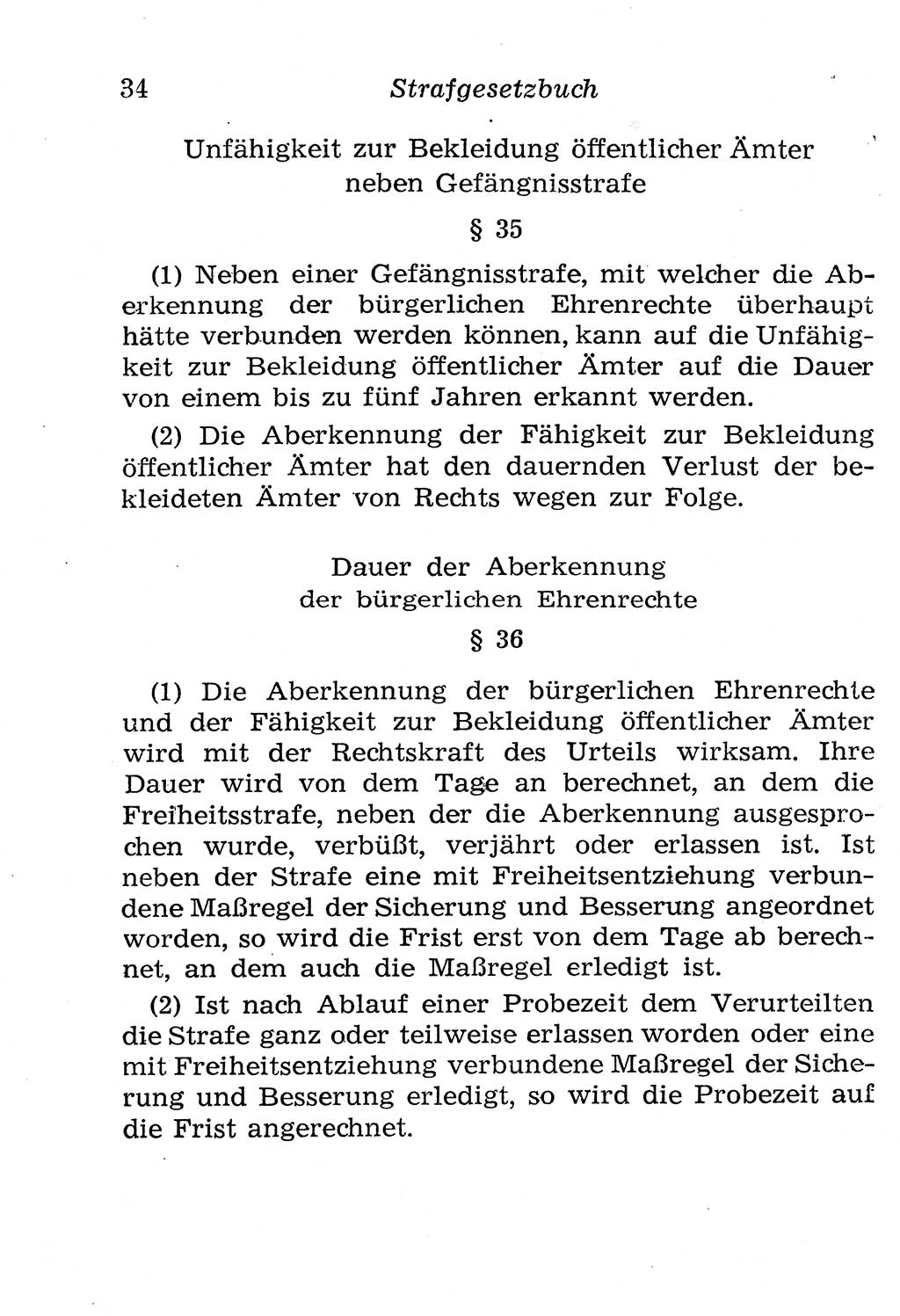 Strafgesetzbuch (StGB) und andere Strafgesetze [Deutsche Demokratische Republik (DDR)] 1958, Seite 34 (StGB Strafges. DDR 1958, S. 34)