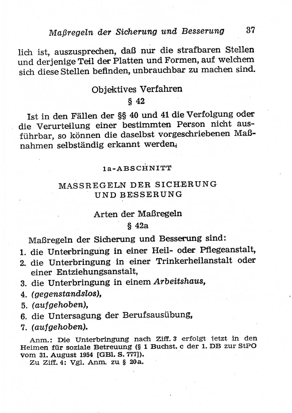 Strafgesetzbuch (StGB) und andere Strafgesetze [Deutsche Demokratische Republik (DDR)] 1958, Seite 37 (StGB Strafges. DDR 1958, S. 37)