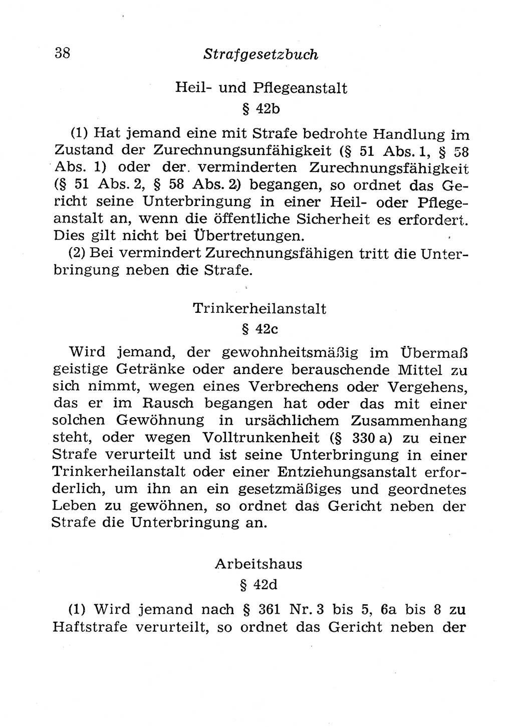 Strafgesetzbuch (StGB) und andere Strafgesetze [Deutsche Demokratische Republik (DDR)] 1958, Seite 38 (StGB Strafges. DDR 1958, S. 38)