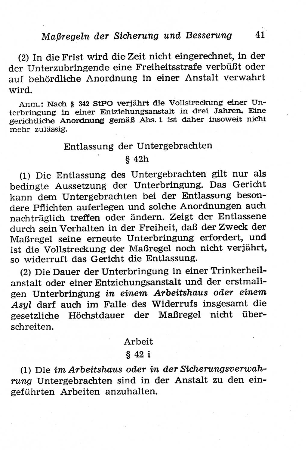 Strafgesetzbuch (StGB) und andere Strafgesetze [Deutsche Demokratische Republik (DDR)] 1958, Seite 41 (StGB Strafges. DDR 1958, S. 41)