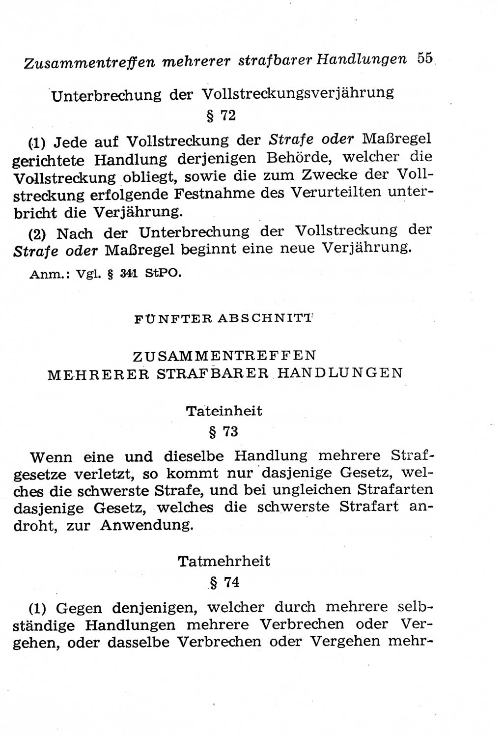 Strafgesetzbuch (StGB) und andere Strafgesetze [Deutsche Demokratische Republik (DDR)] 1958, Seite 55 (StGB Strafges. DDR 1958, S. 55)