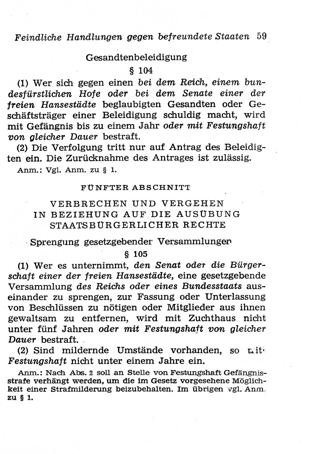 Strafgesetzbuch (StGB) und andere Strafgesetze [Deutsche Demokratische Republik (DDR)] 1958, Seite 59 (StGB Strafges. DDR 1958, S. 59)