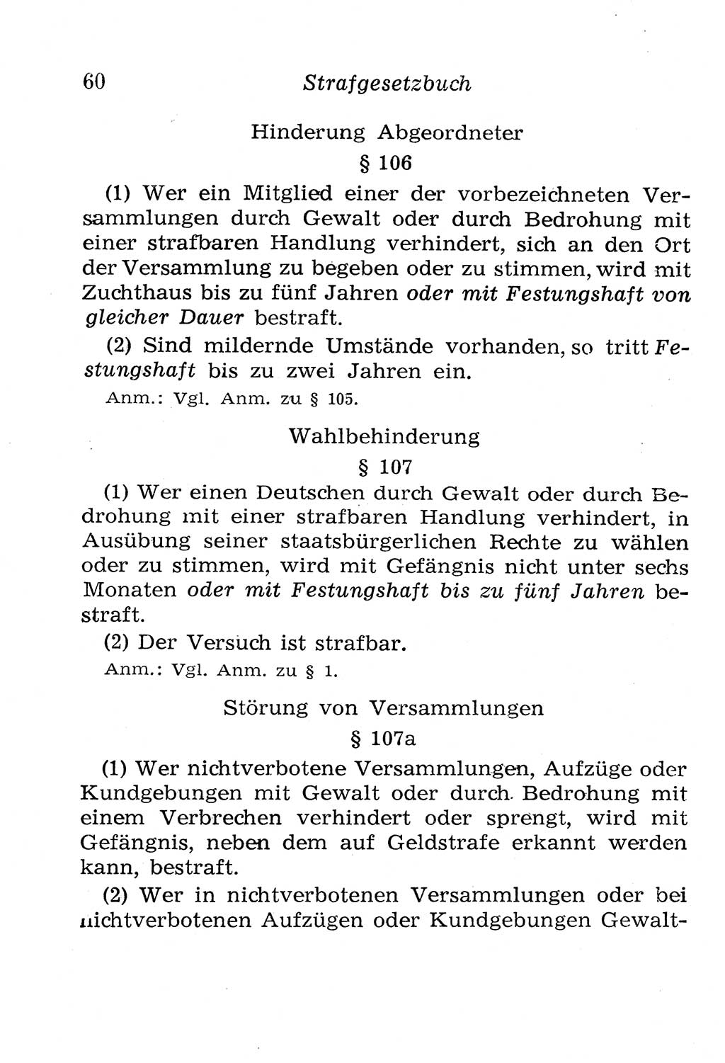 Strafgesetzbuch (StGB) und andere Strafgesetze [Deutsche Demokratische Republik (DDR)] 1958, Seite 60 (StGB Strafges. DDR 1958, S. 60)