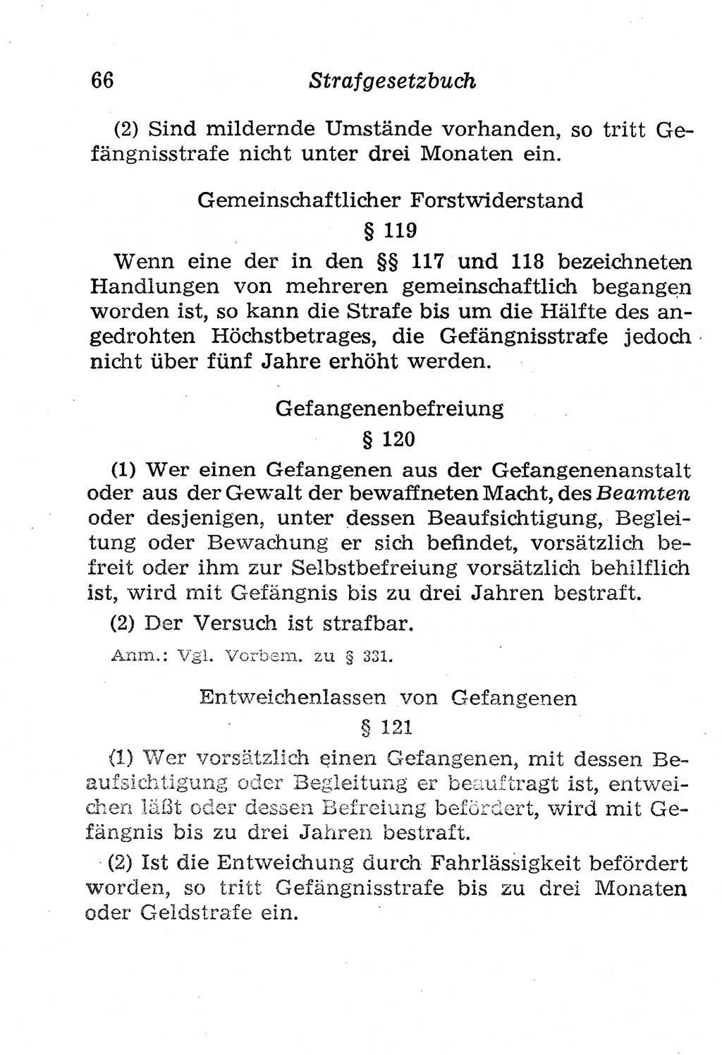 Strafgesetzbuch (StGB) und andere Strafgesetze [Deutsche Demokratische Republik (DDR)] 1958, Seite 66 (StGB Strafges. DDR 1958, S. 66)