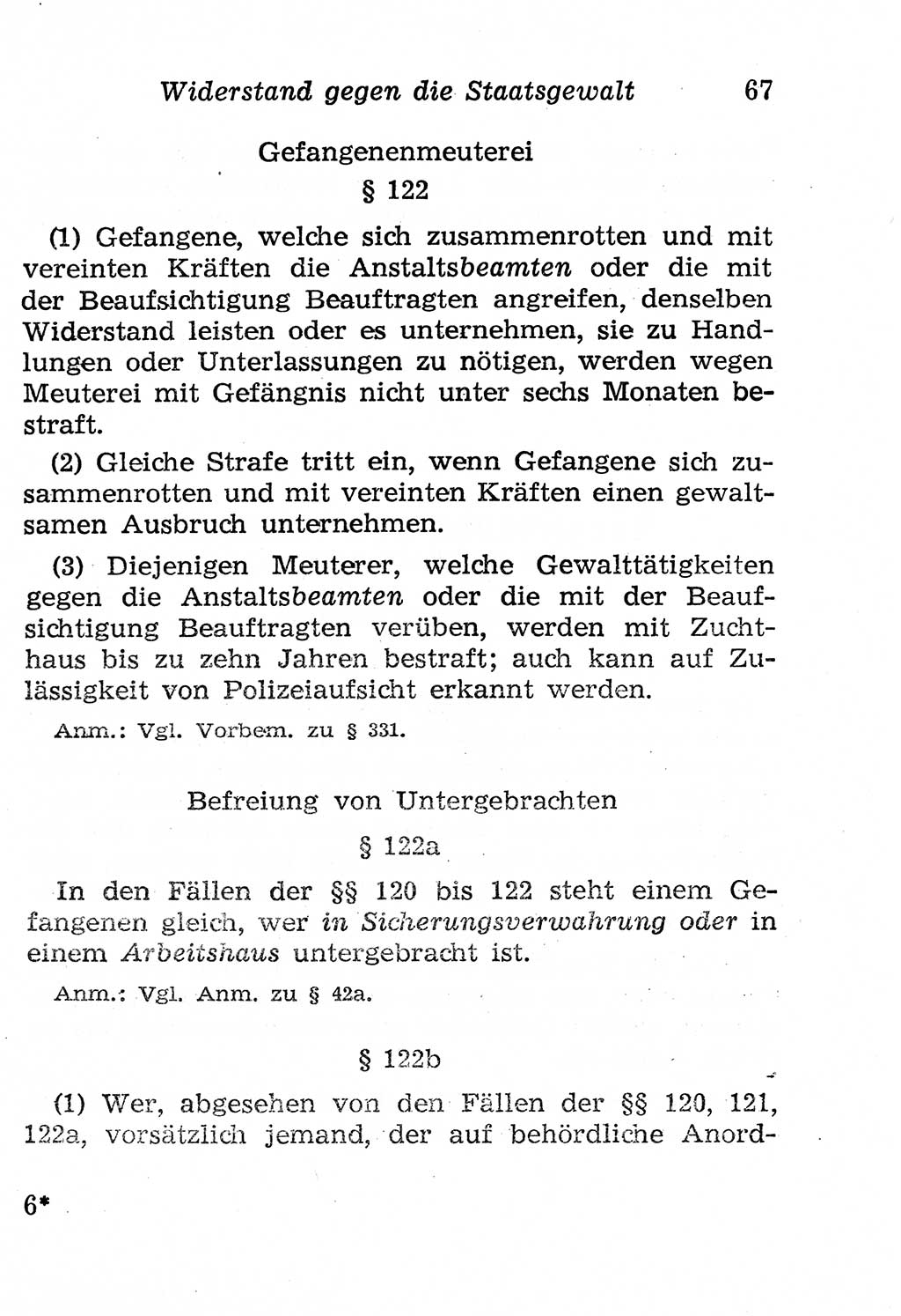 Strafgesetzbuch (StGB) und andere Strafgesetze [Deutsche Demokratische Republik (DDR)] 1958, Seite 67 (StGB Strafges. DDR 1958, S. 67)