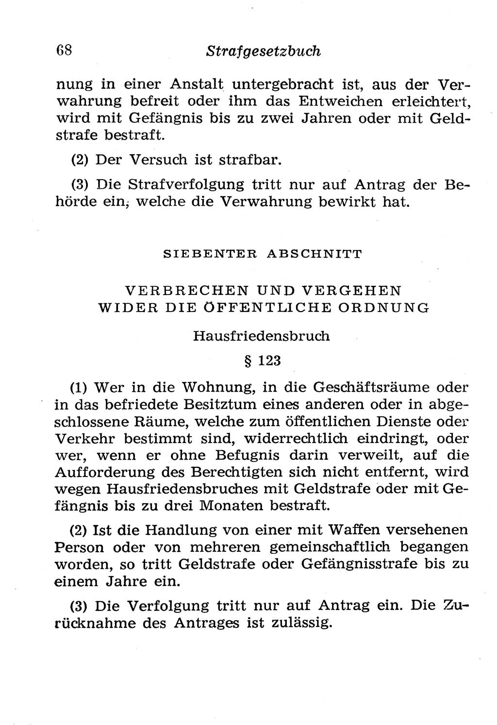 Strafgesetzbuch (StGB) und andere Strafgesetze [Deutsche Demokratische Republik (DDR)] 1958, Seite 68 (StGB Strafges. DDR 1958, S. 68)