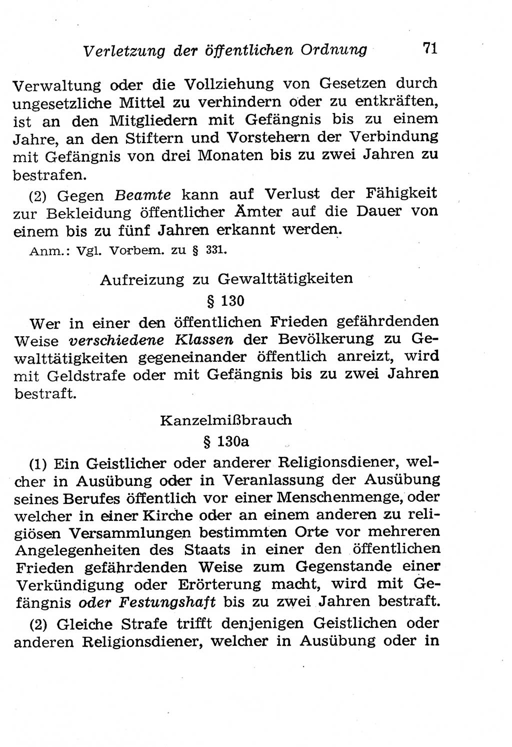 Strafgesetzbuch (StGB) und andere Strafgesetze [Deutsche Demokratische Republik (DDR)] 1958, Seite 71 (StGB Strafges. DDR 1958, S. 71)