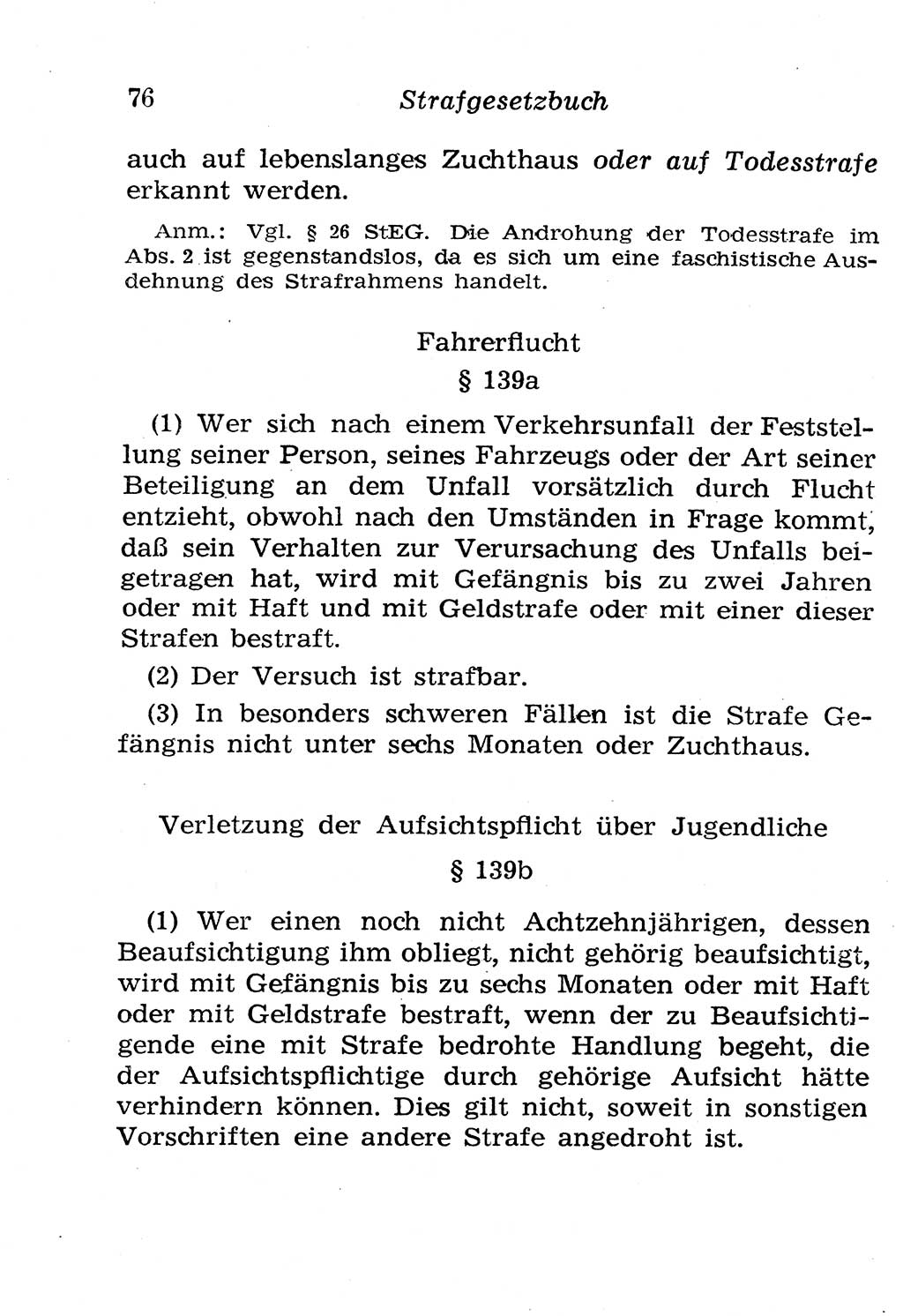 Strafgesetzbuch (StGB) und andere Strafgesetze [Deutsche Demokratische Republik (DDR)] 1958, Seite 76 (StGB Strafges. DDR 1958, S. 76)