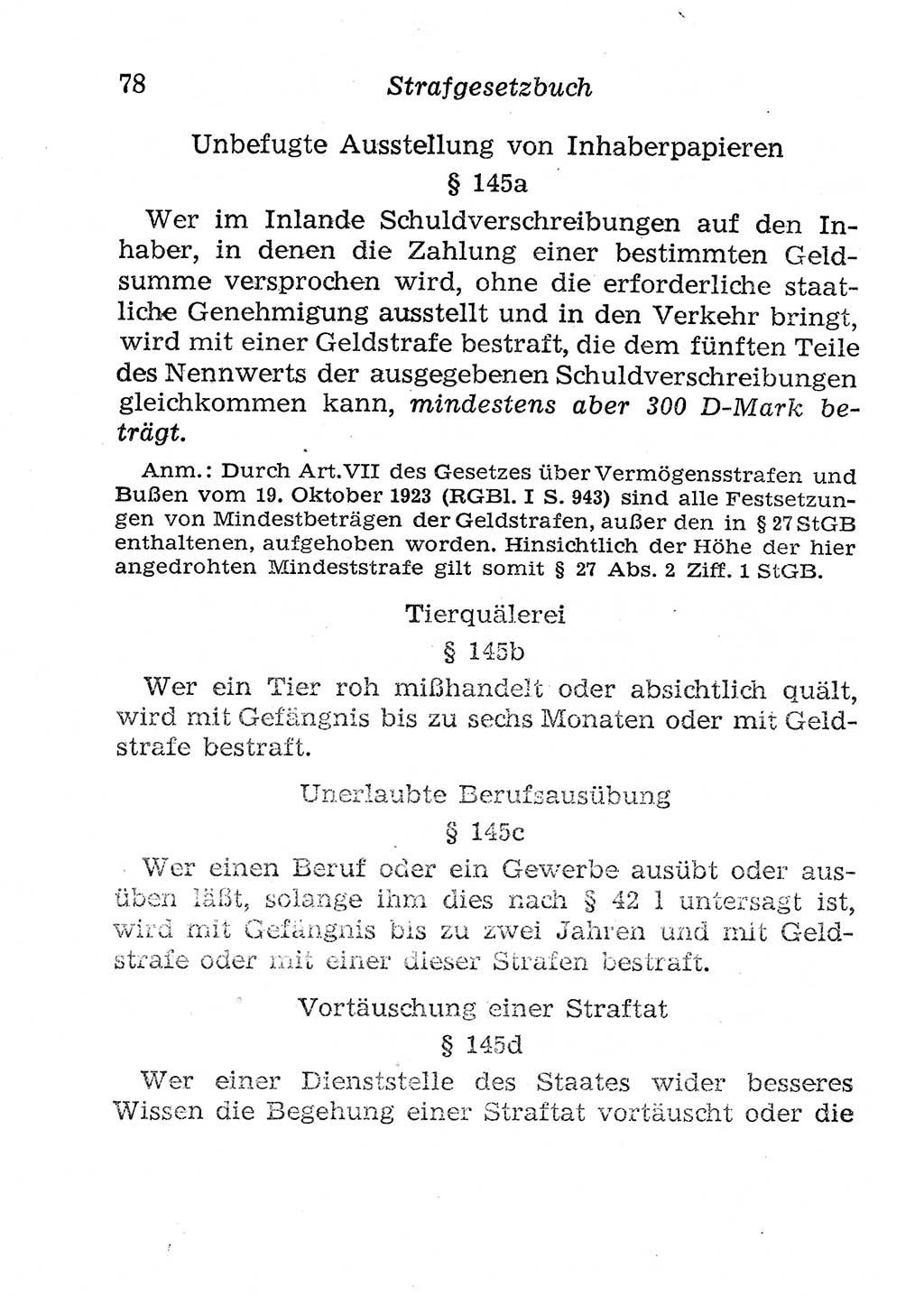 Strafgesetzbuch (StGB) und andere Strafgesetze [Deutsche Demokratische Republik (DDR)] 1958, Seite 78 (StGB Strafges. DDR 1958, S. 78)