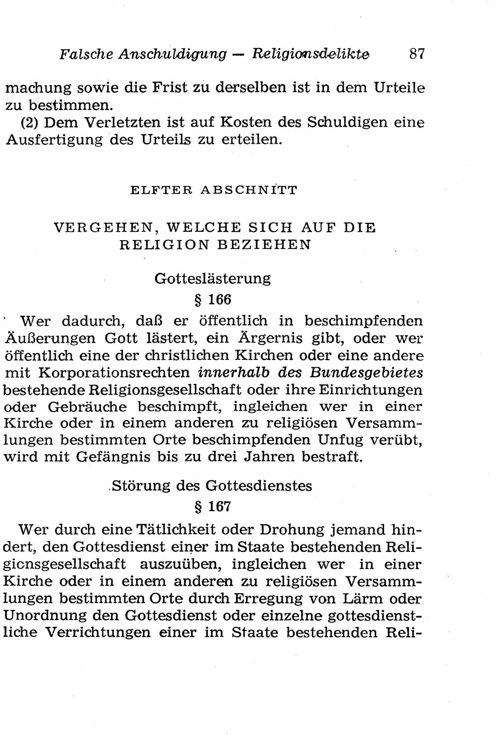 Strafgesetzbuch (StGB) und andere Strafgesetze [Deutsche Demokratische Republik (DDR)] 1958, Seite 87 (StGB Strafges. DDR 1958, S. 87)