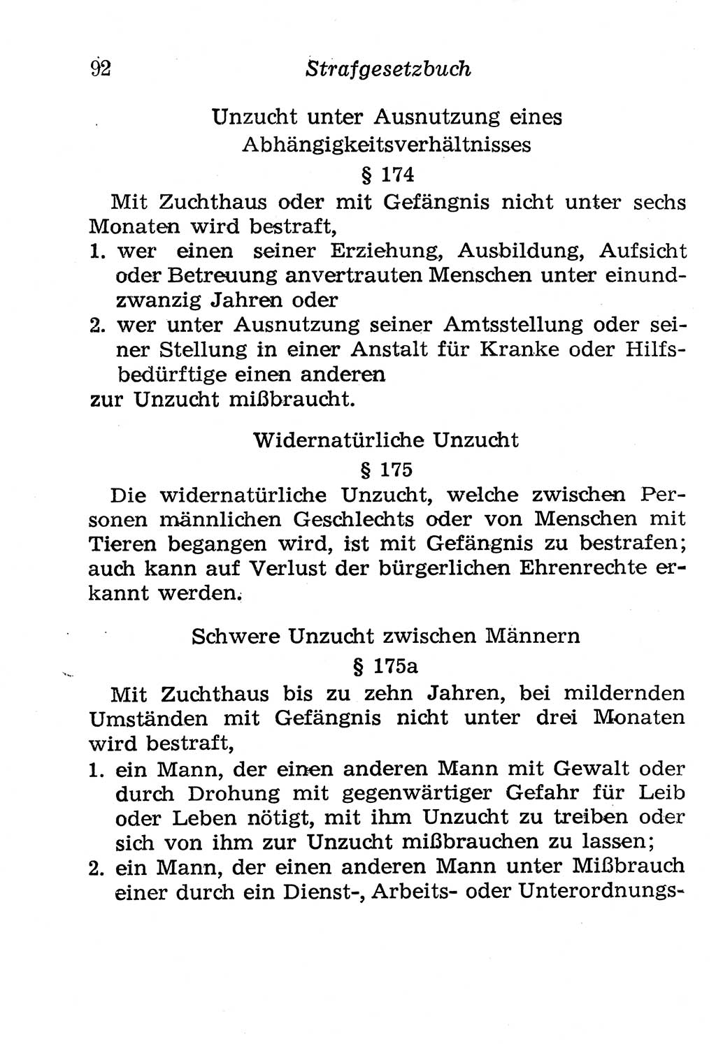 Strafgesetzbuch (StGB) und andere Strafgesetze [Deutsche Demokratische Republik (DDR)] 1958, Seite 92 (StGB Strafges. DDR 1958, S. 92)